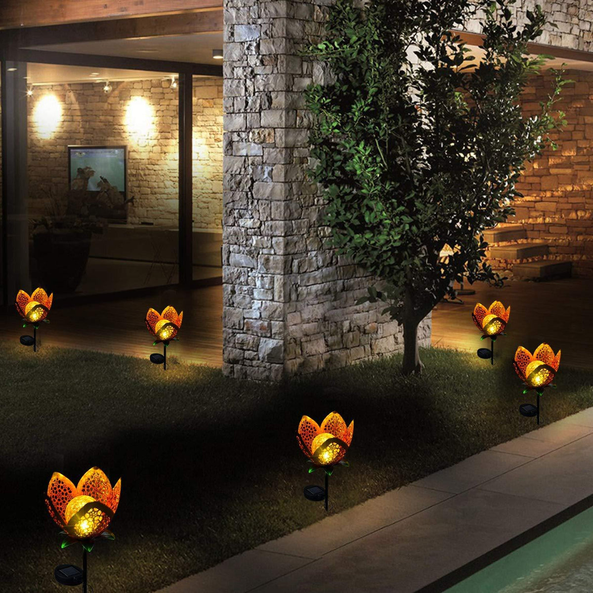 Solar-Powered Flower Garden Light